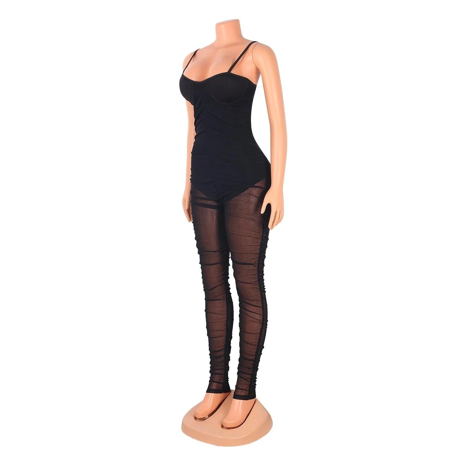 Rosalia Fashion Sexy Mesh See-Through Suspenders Jumpsuit - Vestir en Moda