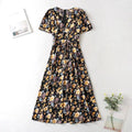 Rosanna Autumn New Fashion Small Floral Tie-Neck Waist Dresses - Vestir en Moda