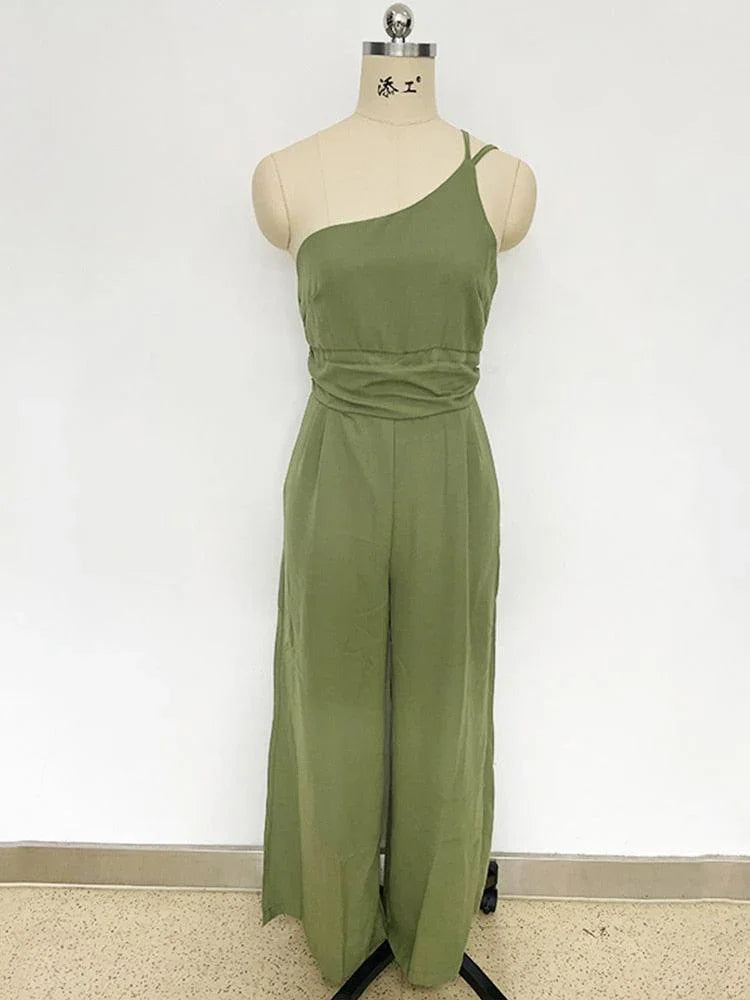 Rosario Backless Double Strap Casual Wide Leg Long Jumpsuits - Vestir en Moda