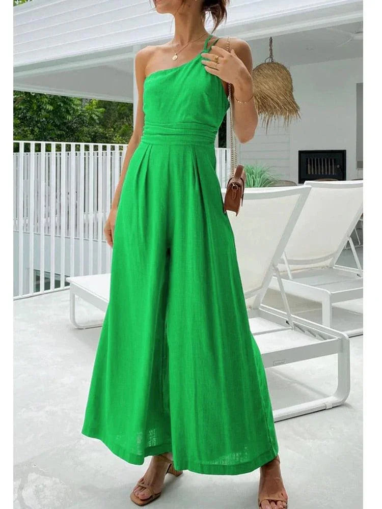 Rosario Backless Double Strap Casual Wide Leg Long Jumpsuits - Vestir en Moda