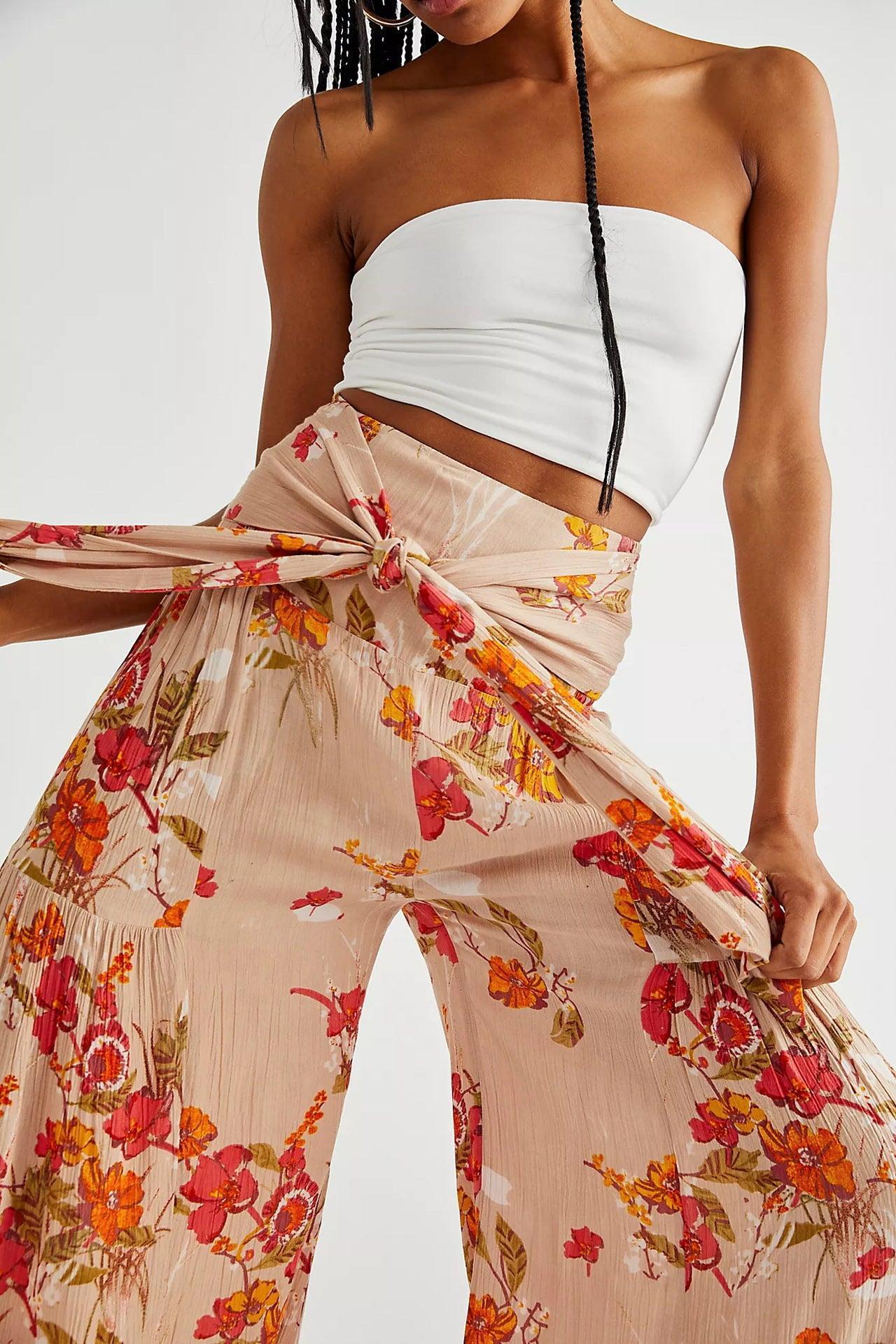 Rowan Digital Printing Casual Loose Flared Wide Leg Pants - Vestir en Moda