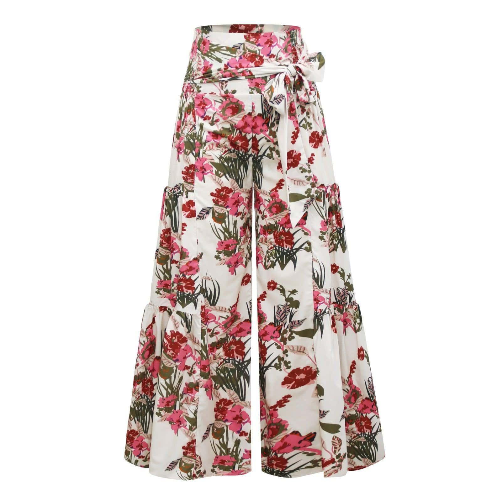 Rowan Digital Printing Casual Loose Flared Wide Leg Pants - Vestir en Moda