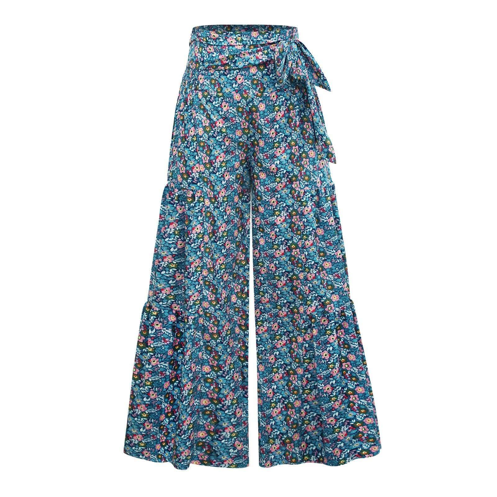 Rowan Digital Printing Casual Loose Flared Wide Leg Pants - Vestir en Moda