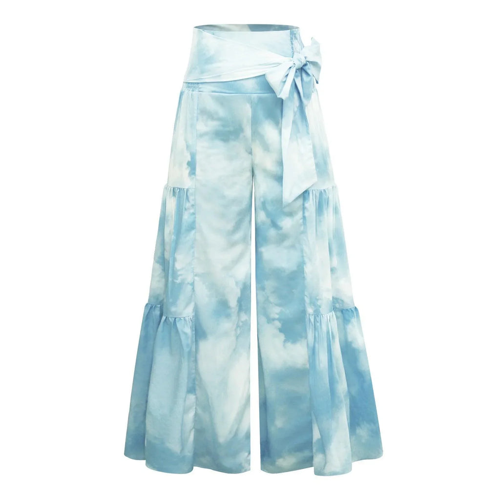 Rowan Digital Printing Casual Loose Flared Wide Leg Pants - Vestir en Moda