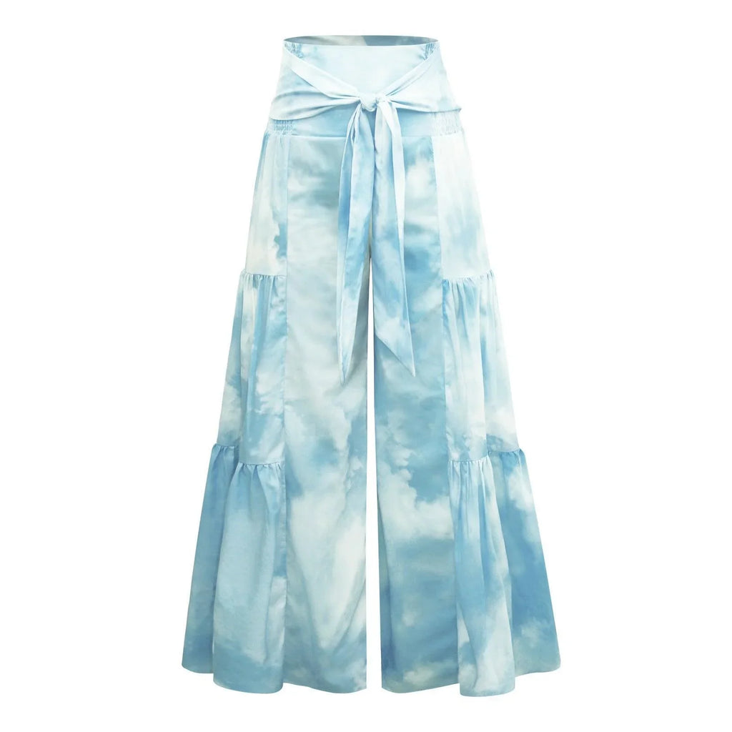 Rowan Digital Printing Casual Loose Flared Wide Leg Pants - Vestir en Moda
