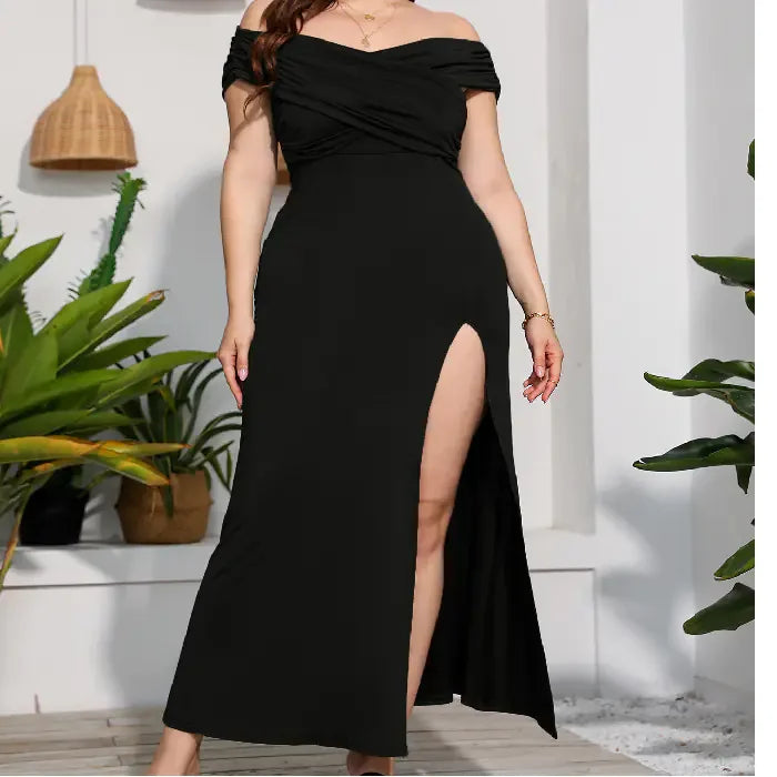 Elegant Plus Size High Waist Split Elegant Dress