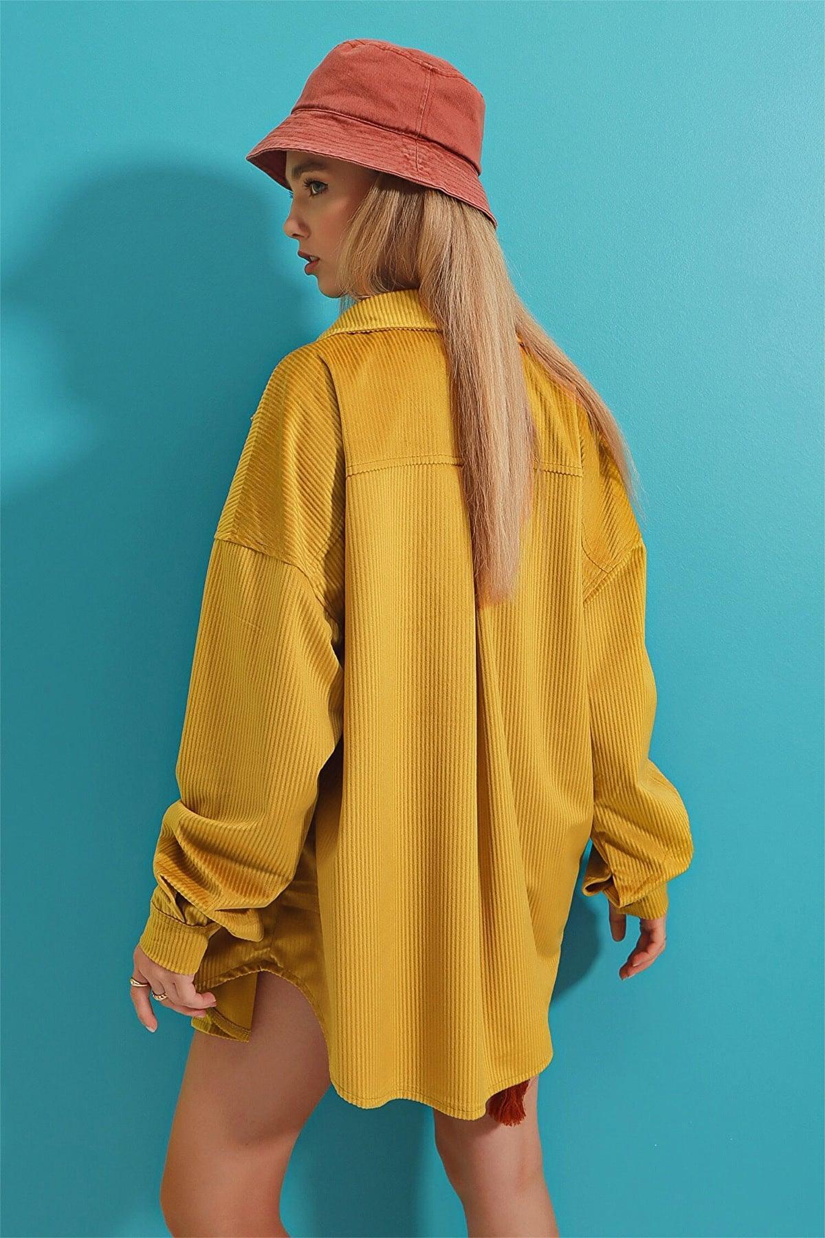Ruth Loose Corduroy Pocket Long Sleeve Irregular Jacket - Vestir en Moda