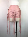 Ryan Sexy PU Leather Style Rope Braided Low Waist Solid Shorts - Vestir en Moda