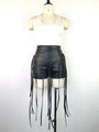 Ryan Sexy PU Leather Style Rope Braided Low Waist Solid Shorts - Vestir en Moda