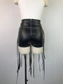 Ryan Sexy PU Leather Style Rope Braided Low Waist Solid Shorts - Vestir en Moda