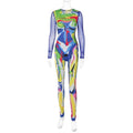 Rylee Printed Stitching Long Sleeve Slim Fit Skinny Two Piece Set - Vestir en Moda