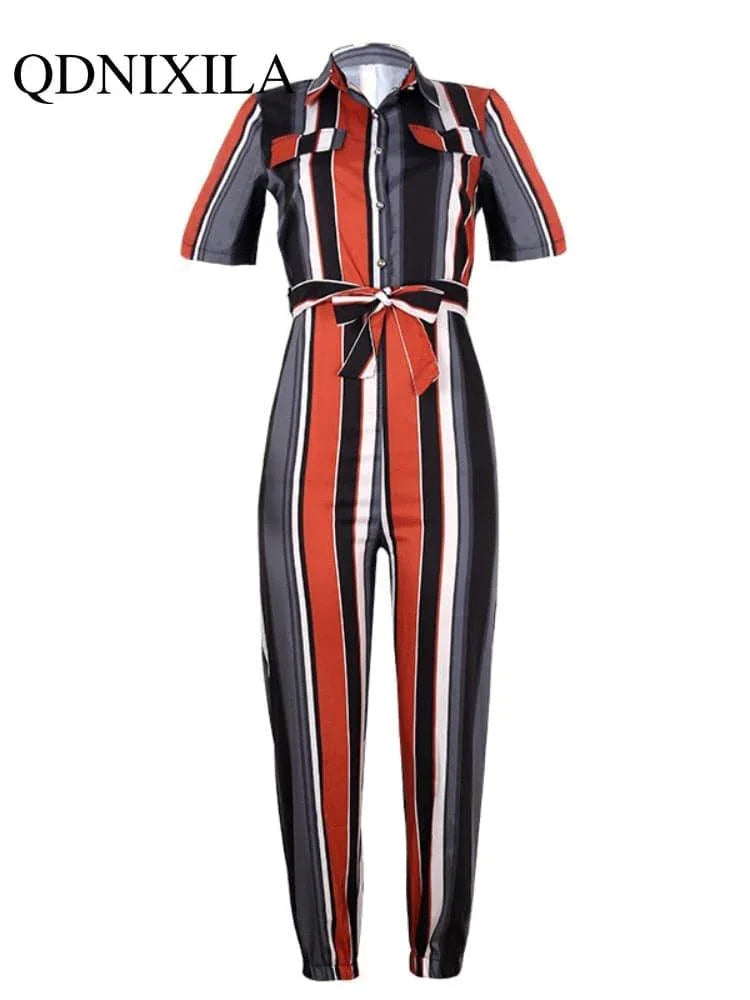 Sabina Women Elegant Casual Lapel Buckle Jumpsuits - Vestir en Moda
