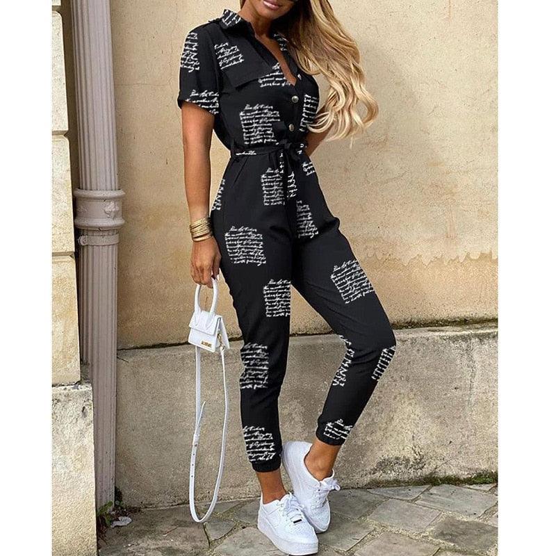 Sabina Women Elegant Casual Lapel Buckle Jumpsuits - Vestir en Moda