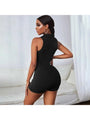 Sabiñe Simple Design Solid Button Up Black Skinny Rompers - Vestir en Moda