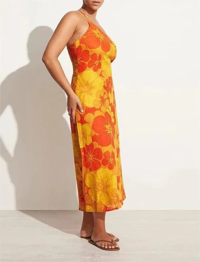 Sahara Summer Oblique Shoulder Strap Printed Dresses - Vestir en Moda
