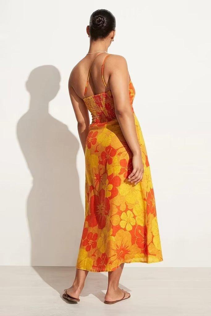 Sahara Summer Oblique Shoulder Strap Printed Dresses - Vestir en Moda