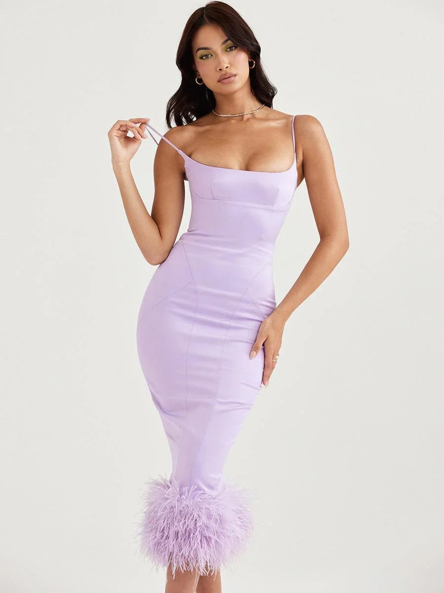 Saida High End Women Sexy Feathe Dresses - Vestir en Moda
