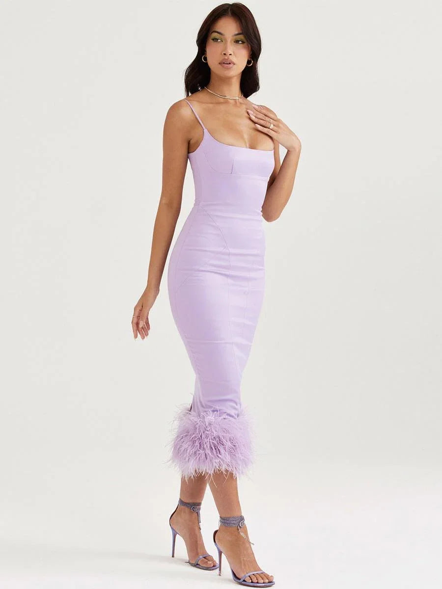 Saida High End Women Sexy Feathe Dresses - Vestir en Moda