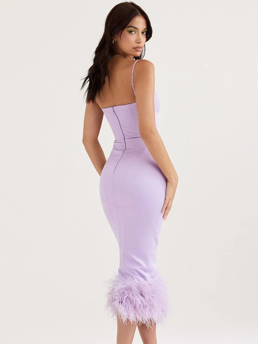 Saida High End Women Sexy Feathe Dresses - Vestir en Moda
