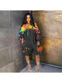 Salana Loose Ink-splashing Off Shoulder Rompers - Vestir en Moda