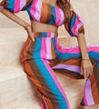 Samantha Fashion Off Shoulder Striped Trouser Suits - Vestir en Moda