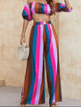 Samantha Fashion Off Shoulder Striped Trouser Suits - Vestir en Moda