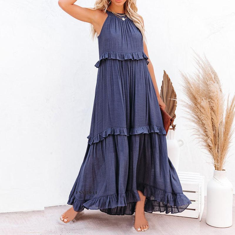Sandra Irregular Asymmetric Tiered Dress Sleeveless - Vestir en Moda