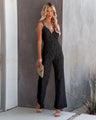 Sandra Women Solid Color V-neck Straps Lace Jumpsuits - Vestir en Moda