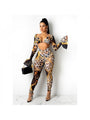Sara Sexy Nightclub Tight Leopard Print Women's Jumpsuit - Vestir en Moda