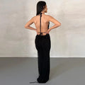 Sara Solid Color Sexy Backless Slim Fit Lace Up Maxi Dress - Vestir en Moda