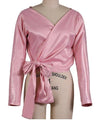 Sarah Sexy V-neck Slim Fit Tied High Elastic Satin Blouse - Vestir en Moda