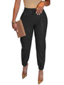 Sarai Mid Waist Solid Color PU Faux Leather Drawstring Pants - Vestir en Moda