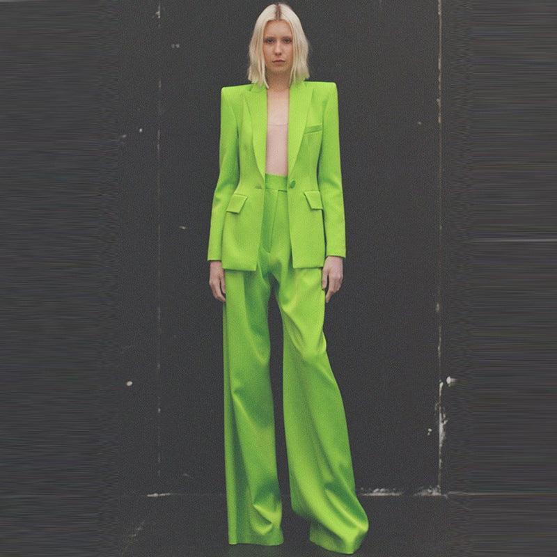 Savannah Solid Color Buttoned Bootcut Two Piece Set Blazers - Vestir en Moda