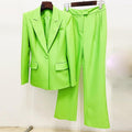 Savannah Solid Color Buttoned Bootcut Two Piece Set Blazers - Vestir en Moda