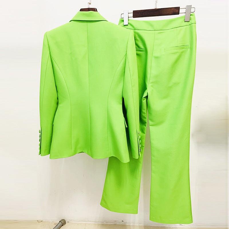 Savannah Solid Color Buttoned Bootcut Two Piece Set Blazers - Vestir en Moda