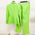 Savannah Solid Color Buttoned Bootcut Two Piece Set Blazers - Vestir en Moda
