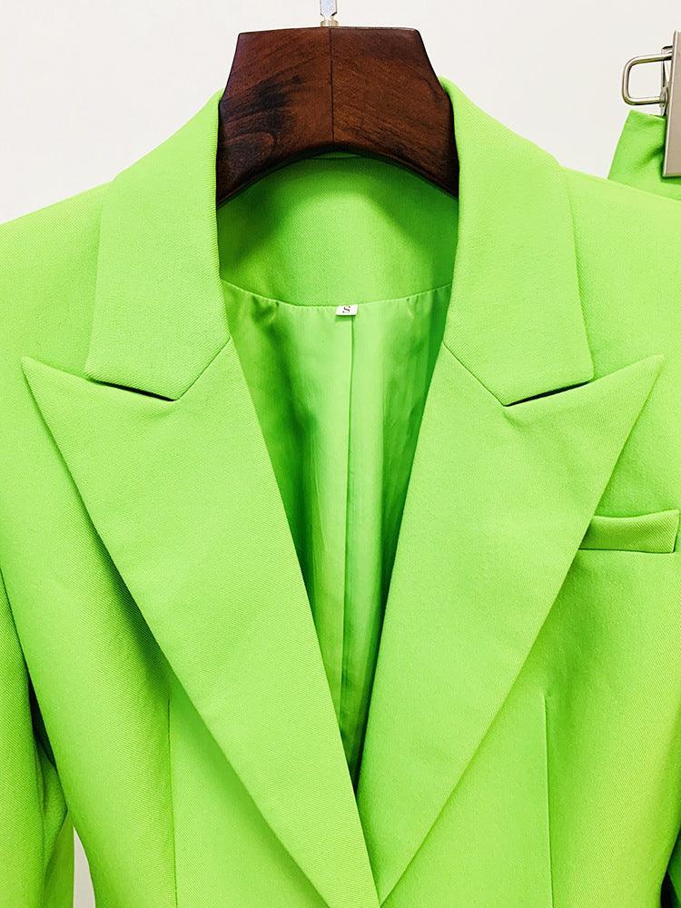Savannah Solid Color Buttoned Bootcut Two Piece Set Blazers - Vestir en Moda