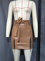 Scania Leather Sexy Lace-up Zipper High Waist Sheath Skirt - Vestir en Moda