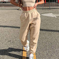 Selena Solid Color Slim Casual Elastic Waistband Letter Graphic Printed Sweatpants - Vestir en Moda