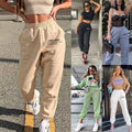 Selena Solid Color Slim Casual Elastic Waistband Letter Graphic Printed Sweatpants - Vestir en Moda