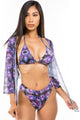 Shantell Sexy 3pc Purple Printed Stunning Modern Swimwear - Vestir en Moda