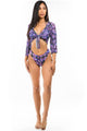 Shantell Sexy 3pc Purple Printed Stunning Modern Swimwear - Vestir en Moda