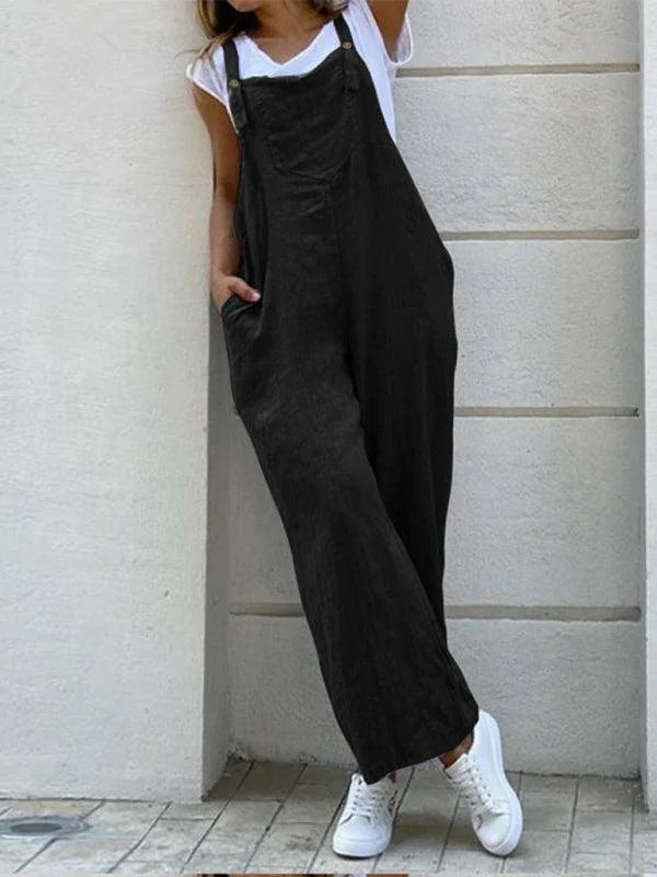 Sheila Women Solid Color Ankle Length Linen Jumpsuits - Vestir en Moda