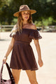 Sierra Valley Off The Shoulder Mini Dress - Brown