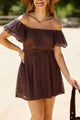 Sierra Valley Off The Shoulder Mini Dress - Brown