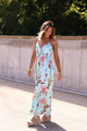 Silky Blue Multi Floral Print Maxi Dress