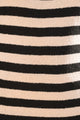 Sleeveless Black and Beige Striped Midi Dress