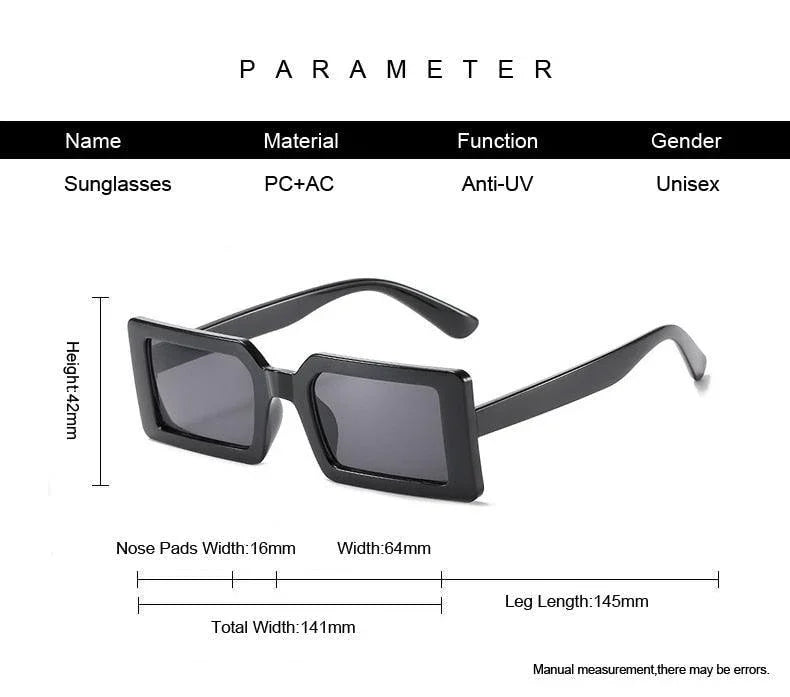 Small Rectangular Retro Brand Design SunGlasses Square Vintage Lenses - Vestir en Moda