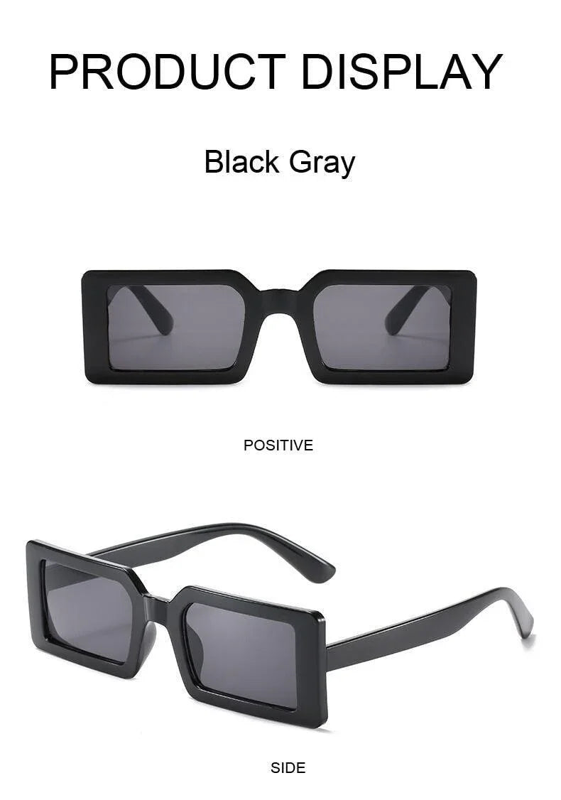 Small Rectangular Retro Brand Design SunGlasses Square Vintage Lenses - Vestir en Moda