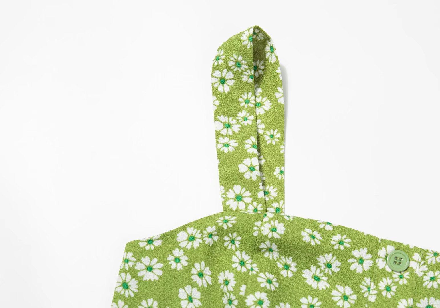 Sofi Summer Green Bottom Pastoral Floral Strap Dresses - Vestir en Moda